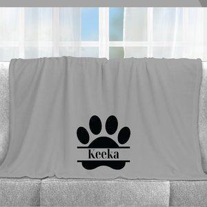 Dog Blanket, Personalized, Custom Name, Pawprint